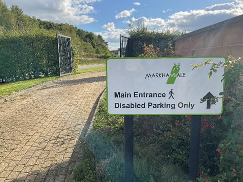 Markham Vale Environment Centre disabled parking sign 